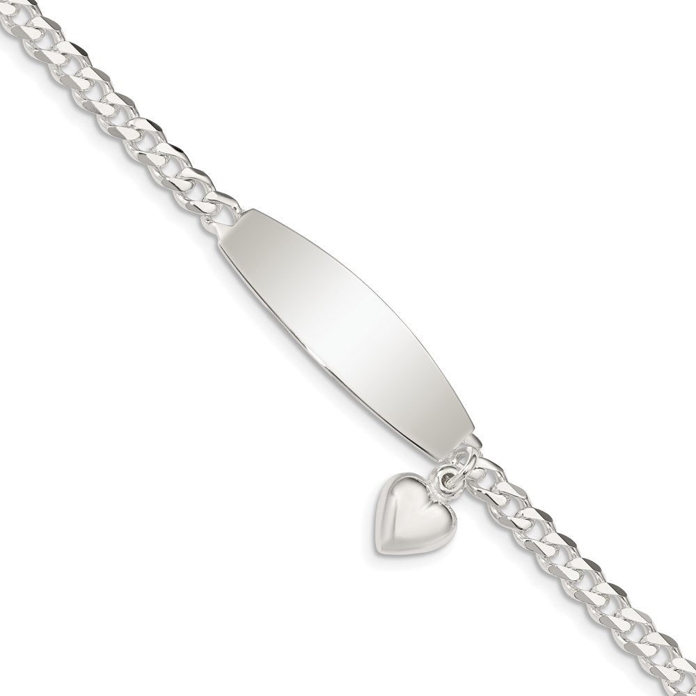 Sterling Silver w/Heart Charm ID Bracelet 7.5 inches