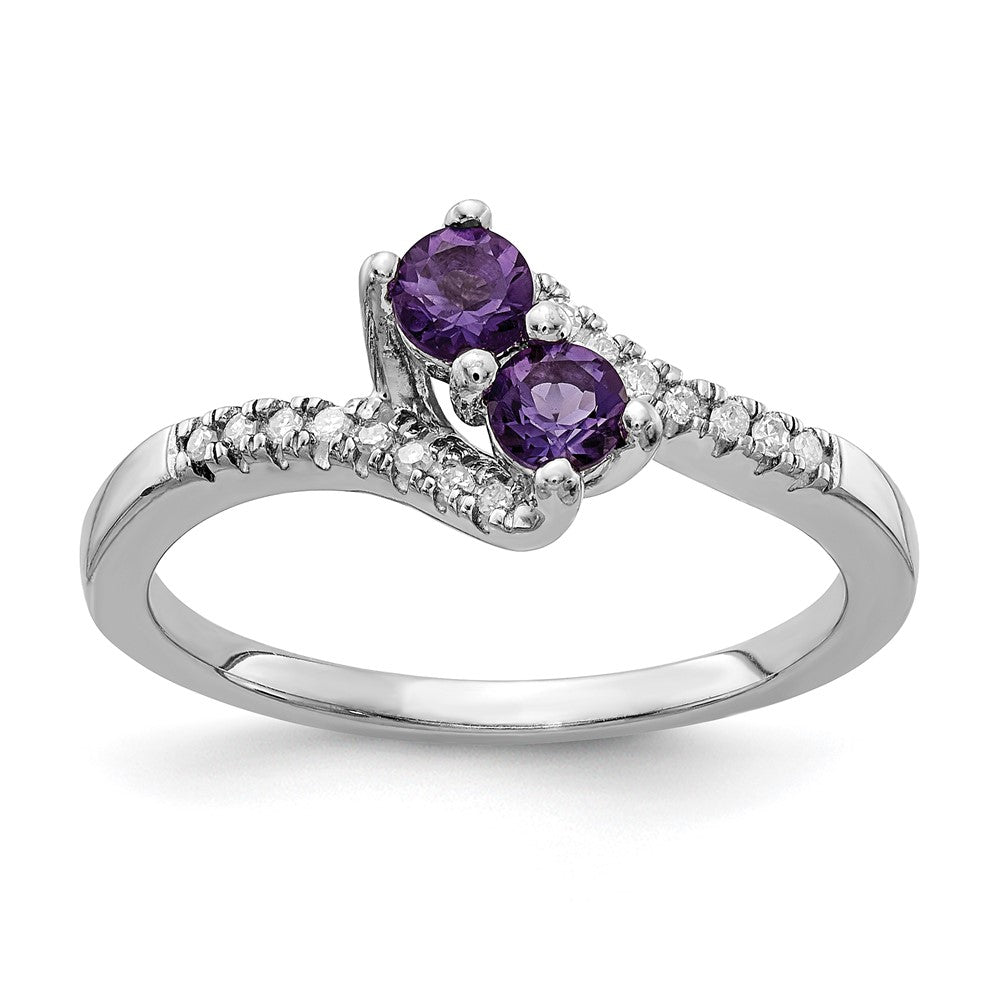 Sterling Silver Amethyst & Diamond Ring