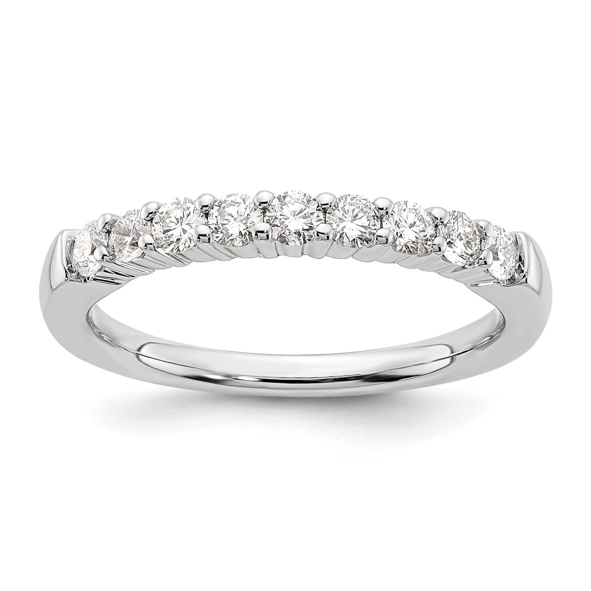 14k White Gold 1/2 carat Lab Grown Diamond VS/SI+ G+ Nine Stone Complete Fashion band