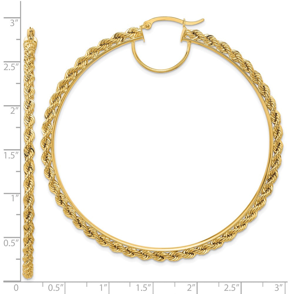 14K Gold Polished & Diamond-Cut Rope 2.95mm Hoop Earrings