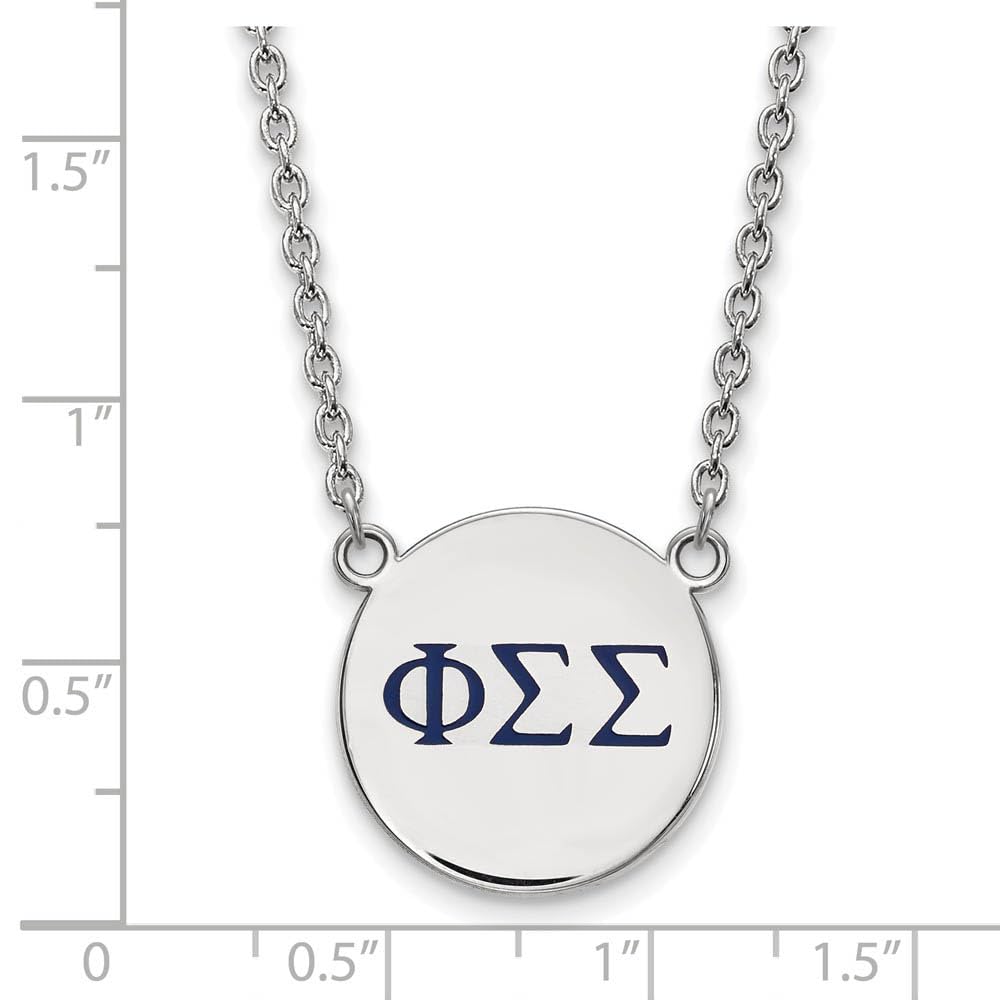 Sterling Silver 18in Official Licensed Greek Sororities Phi Sigma Sigma (???) Small Enamel Pendant w/Necklace