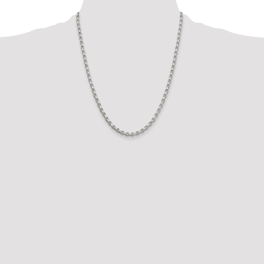 Sterling Silver 3.5mm Diamond-cut Rolo Chain 22 Inches