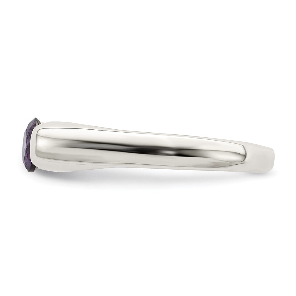Sterling Silver Purple Round CZ Ring