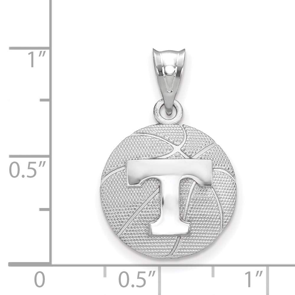 Sterling Silver Rhodium-plated LogoArt University of Tennessee Letter T Basketball Pendant QSS507UTN