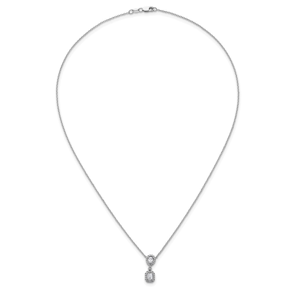 14k White Gold 1/2 carat Lab Grown Diamond VS/SI+ G+ 18 inch Two Stone Halo Necklace