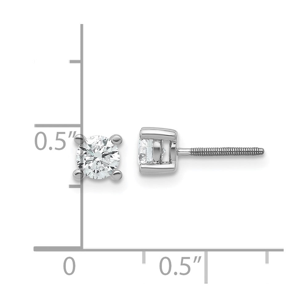 14k White Gold 5/8 carat Certified Lab Grown Diamond VS/SI+ G+ Round Complete Four Prong Screwback Heavyweight Stud Earrings