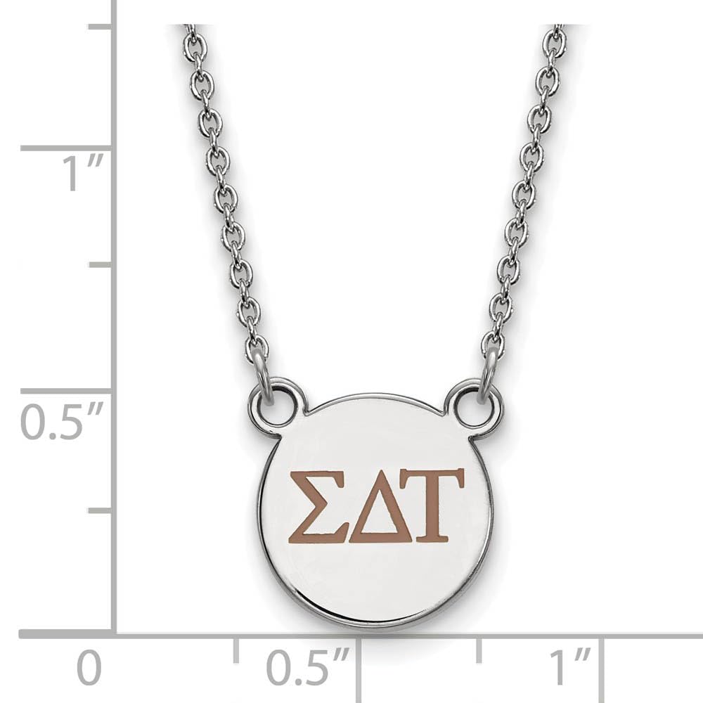 LogoArt Sterling Silver Sigma Delta Tau Extra Small Enameled Pendant Necklace With 18 Inch