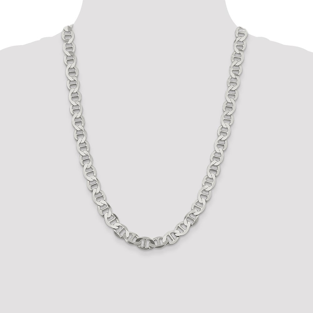 Sterling Silver 9.95mm Flat Anchor Chain 24 Inches