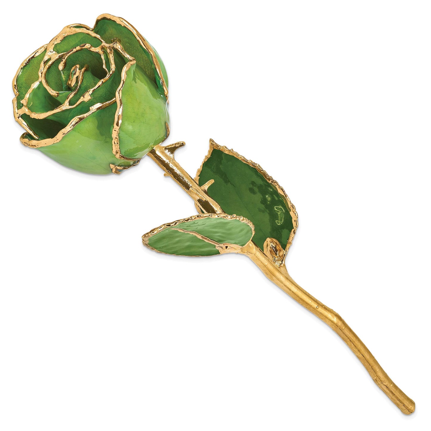 Laquer Dipped Gold Trimmed Peridot/Topaz Rose