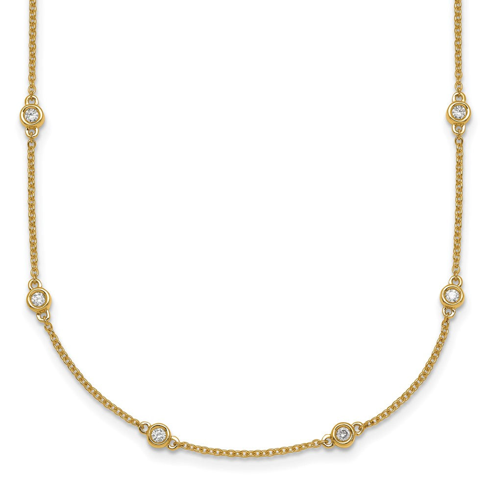 14k Complete 1/2 carat Bezel-set Diamond and Cable Chain 20-Station 20 inch Necklace