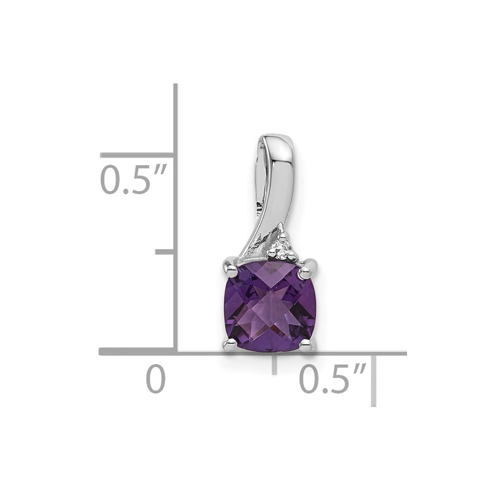 10k White Gold  Amethyst and Diamond Pendant