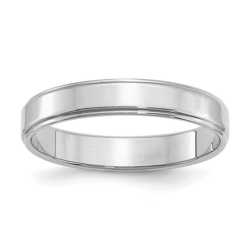 SS Rhodium-plated 4mm Flat w/ Step Edge Size 11 Band