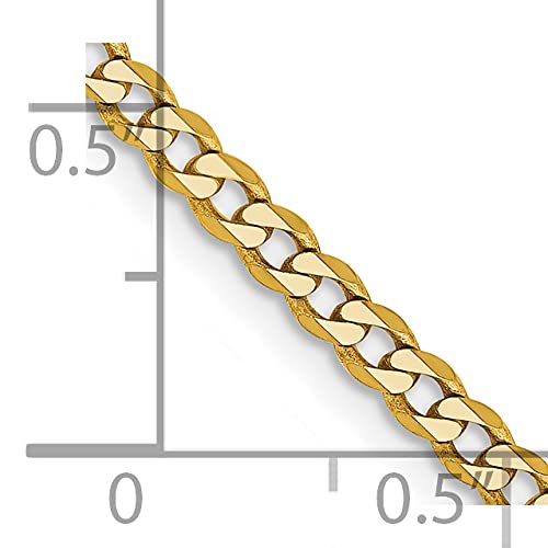 14K 9 inch 2.3mm Flat Beveled Curb with Lobster Clasp Anket