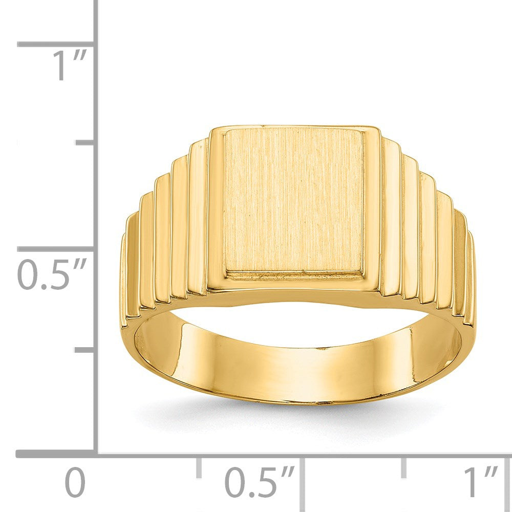 14k 10.0x8.5mm Open Back Men's Signet Ring Size 10