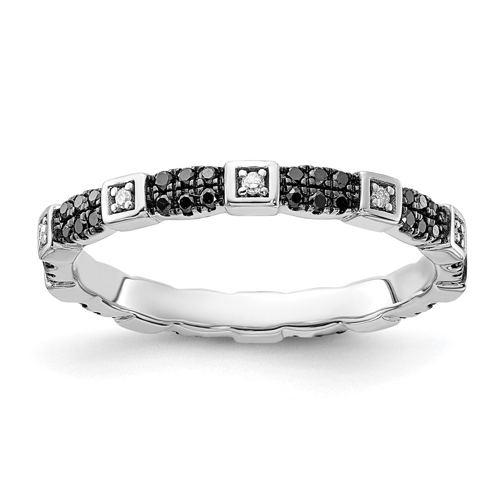 Sterling Silver Stackable Expressions Black & White Diamond Ring