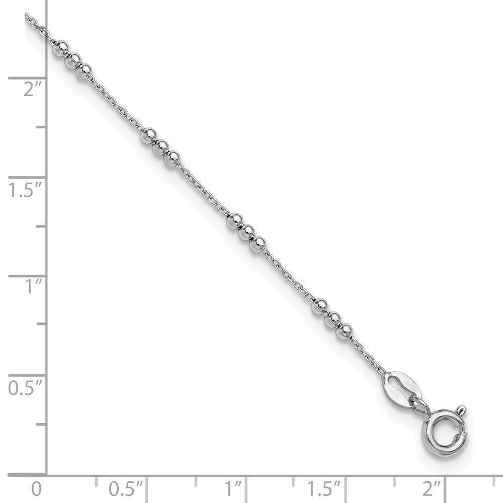 SS RH-plated Polished  Bead Station 9in Plus 1in ext. Anklet