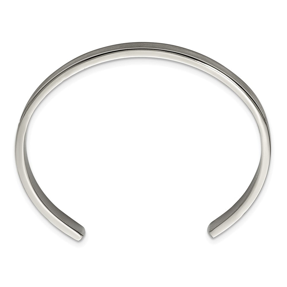 Titanium Brushed with Polished Edge 6.5mm Cuff Bangle 6.5 inches