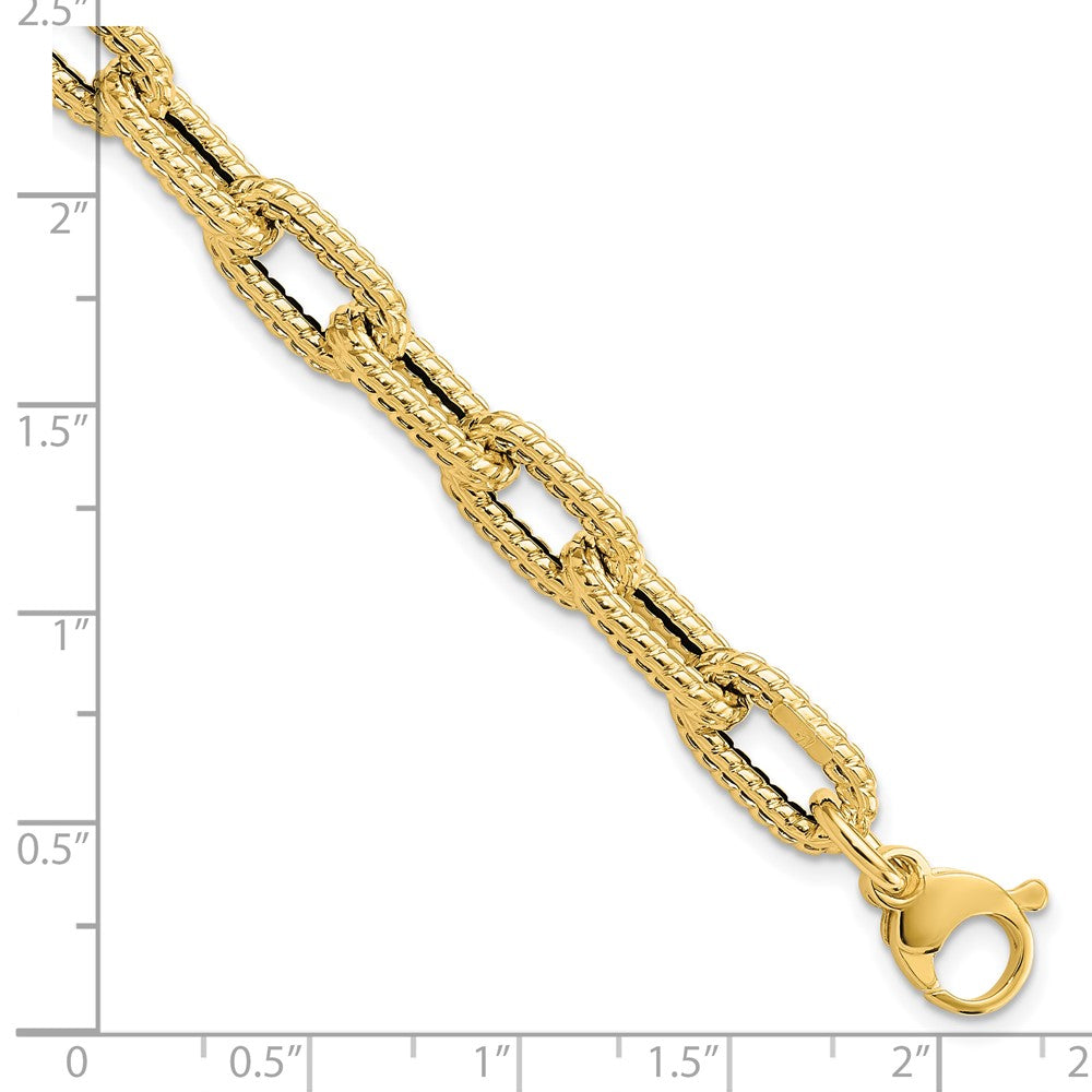 14K Textured Hollow Fancy Link Bracelet 7.5  inches
