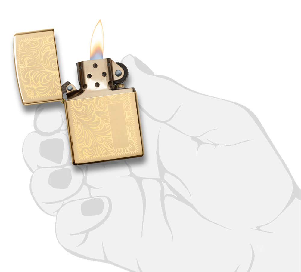 Zippo High Polish Brass Venetian Pocket Lighter