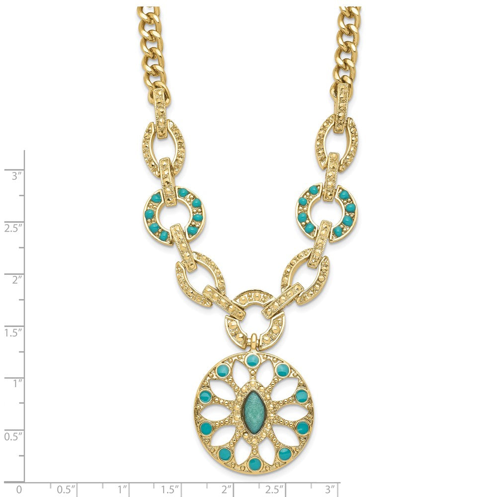 Laundry Gold-tone Resin & Simulated Composite Stone w/ 3in ext Necklace