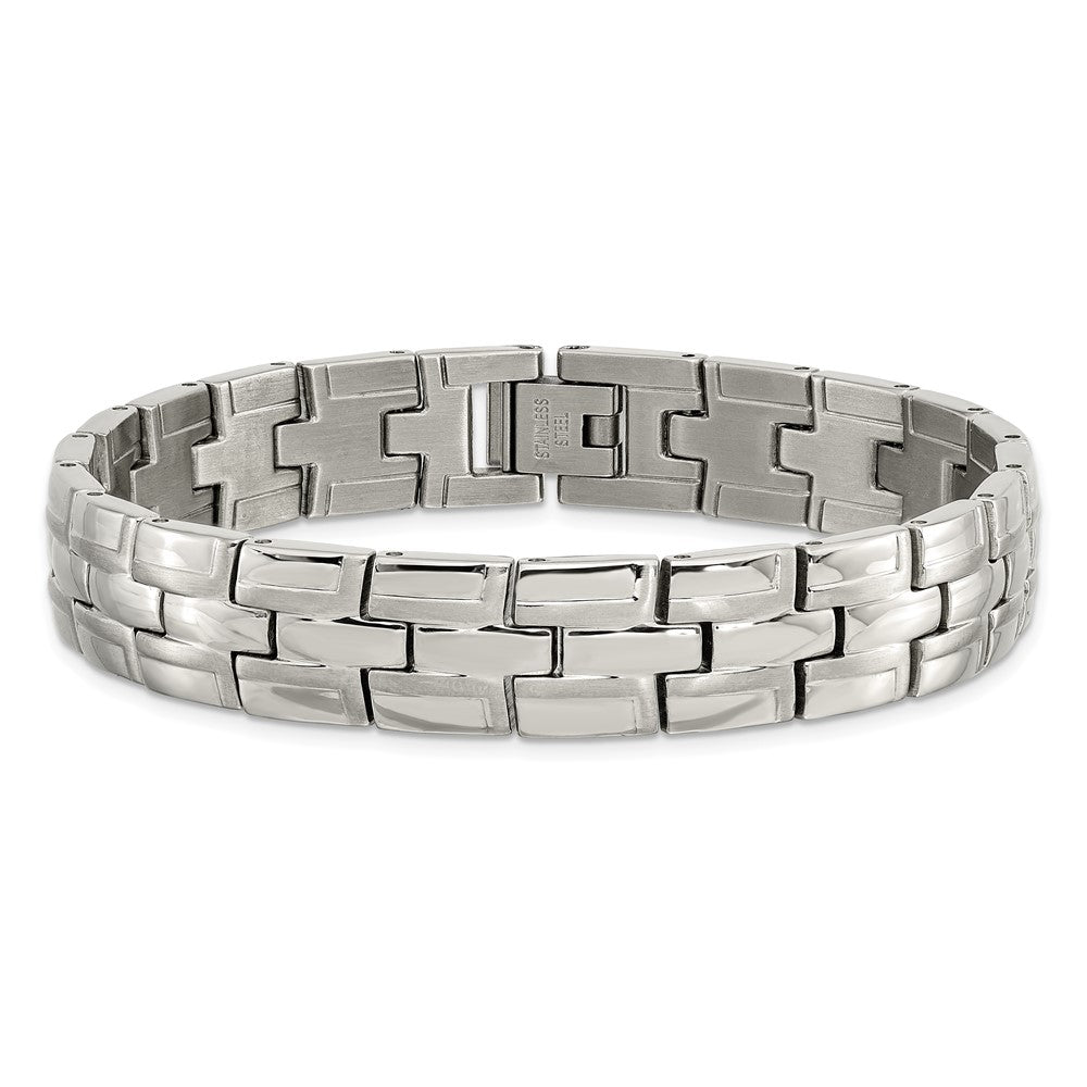 Stainless Steel Brushed and Polished 8.5in Bracelet 8.5 inches