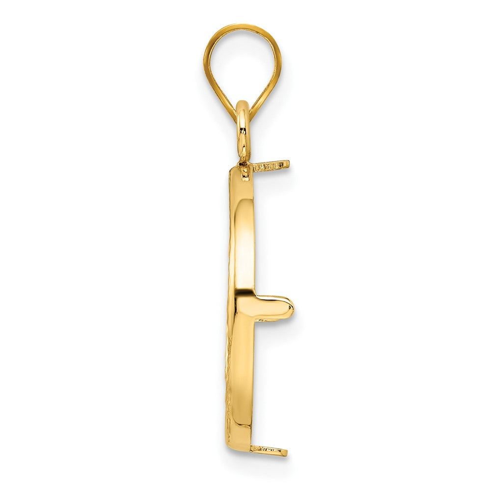 Wideband Distinguished Coin Jewelry 14k Polished and Diamond-cut 15.5mm Prong Coin Bezel Pendant