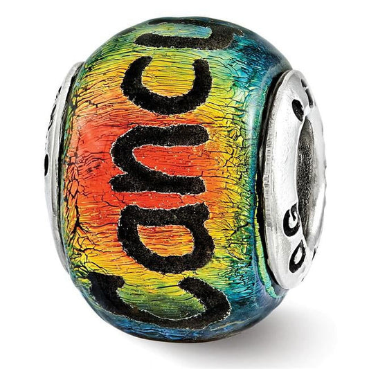 Sterling Silver Reflections Cancun Orange Dichroic Glass Bead