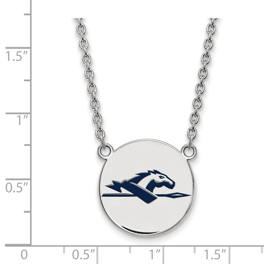 Sterling Silver Official Licensed Collegiate 18in Longwood University (LU) Large Enamel Disc Necklace