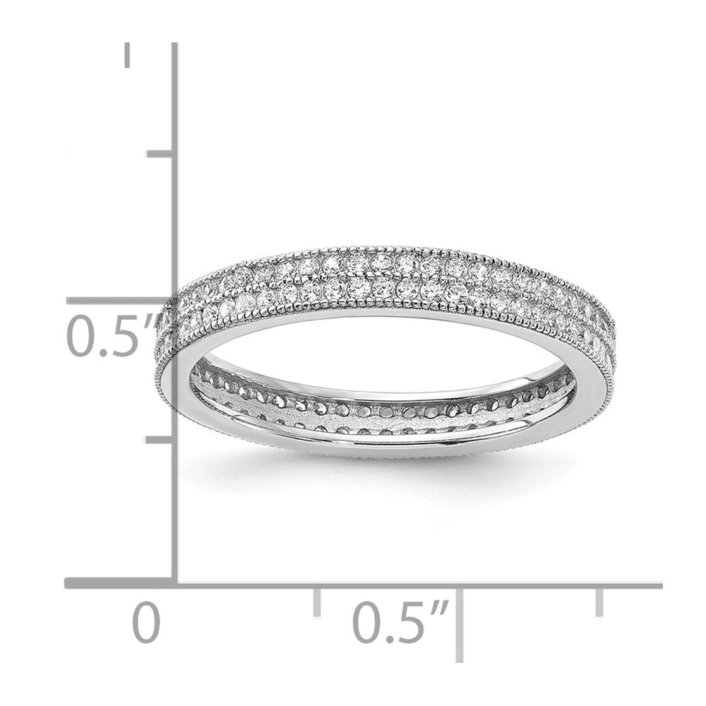 Cheryl M Sterling Silver Rhodium-plated Brilliant-cut CZ Two Row Eternity Ring