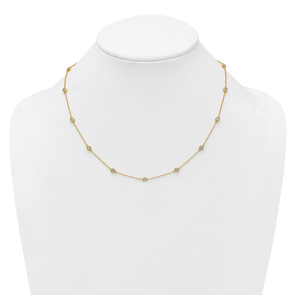 14k Complete 7/8 carat Bezel-set Diamond and Cable Chain 15-Station 18 inch Necklace