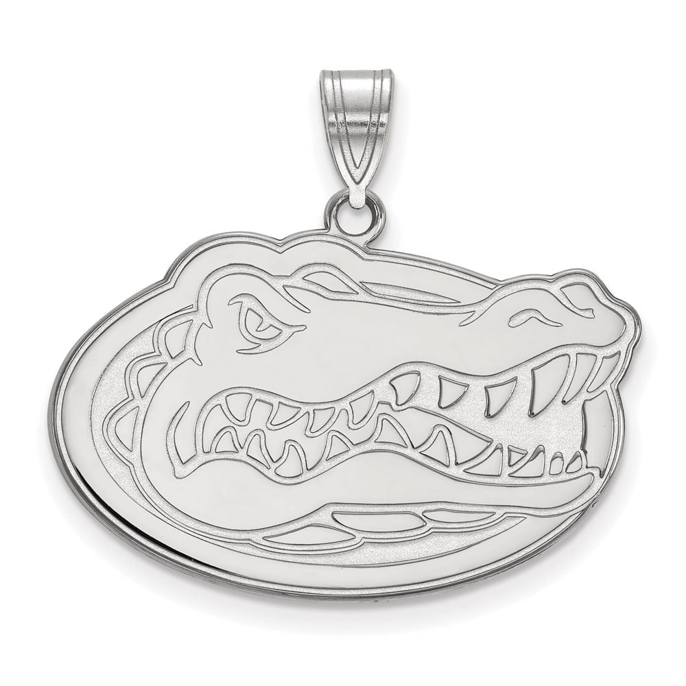 Sterling Silver Rhodium-plated LogoArt University of Florida Gator Large Pendant Q-SS004UFL