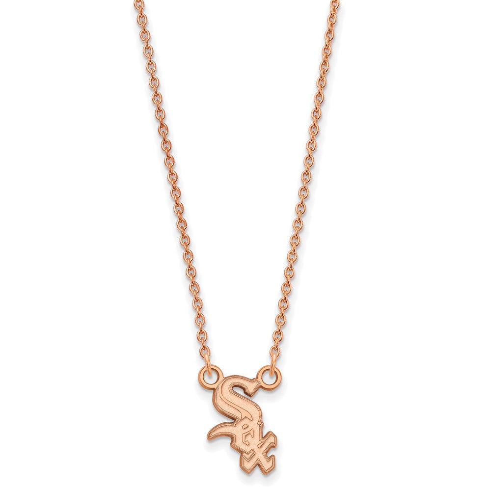 Sterling Silver Rose Gold-plated MLB LogoArt Chicago White Sox Small Pendan