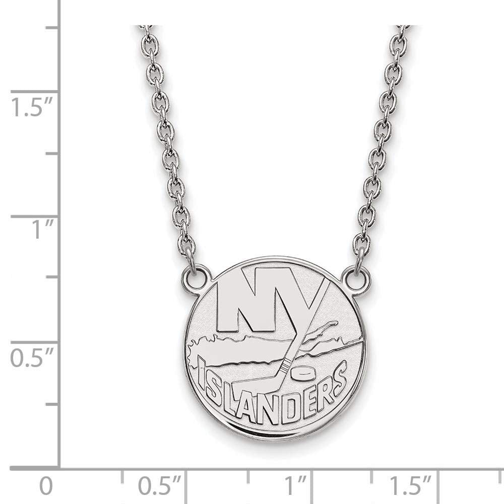 LogoArt Sterling Silver NHL New York Islanders Large Pendant With Necklace