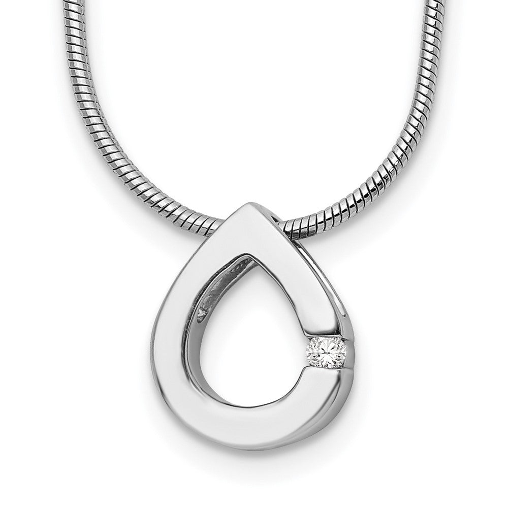White Ice Sterling Silver Rhodium-plated 18 Inch Diamond Teardrop Necklace with 2 Inch Extender 18 Inches