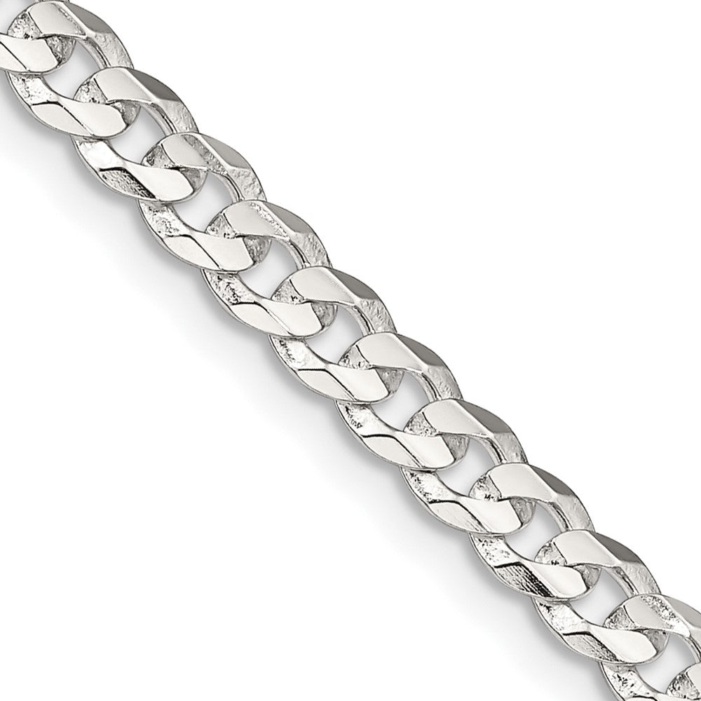 Sterling Silver 4.5mm Concave Beveled Curb Chain 18 Inches