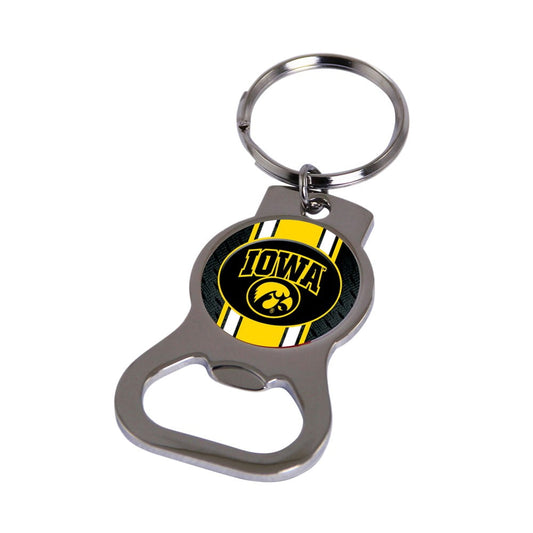 NCAA Univ. of Iowa Silver-tone Bottle Opener Key Ring by Rico Industries QGC6424