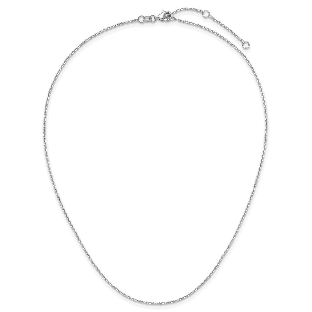 14k White Gold 1.4mm D/C Square Cable 2in+2in Adjustable Chain