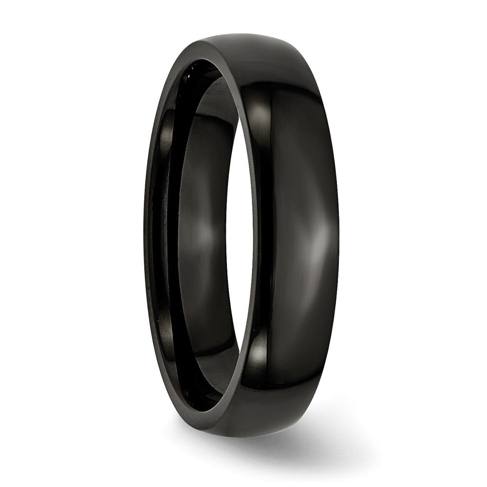 Stainless Steel 5mm Black IP-plated Polished Band Size - 7