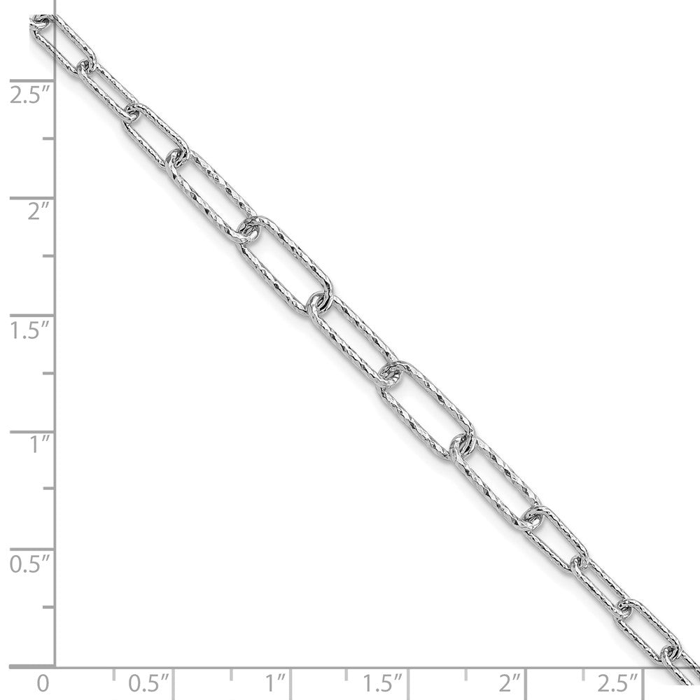 Sterling Silver RH-plated Dia-cut Link w/1in ext. Bracelet 8  inches