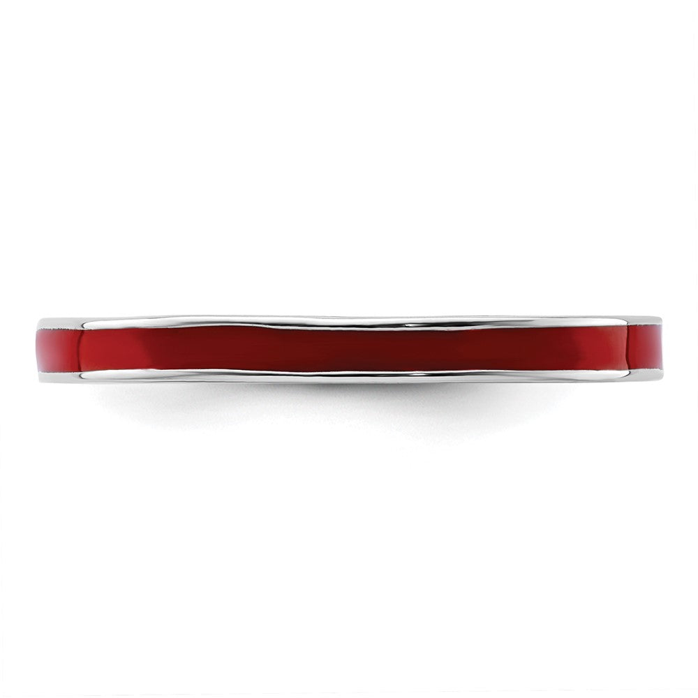 Sterling Silver Stackable Expressions Red Enameled 2.25mm Ring Size -6