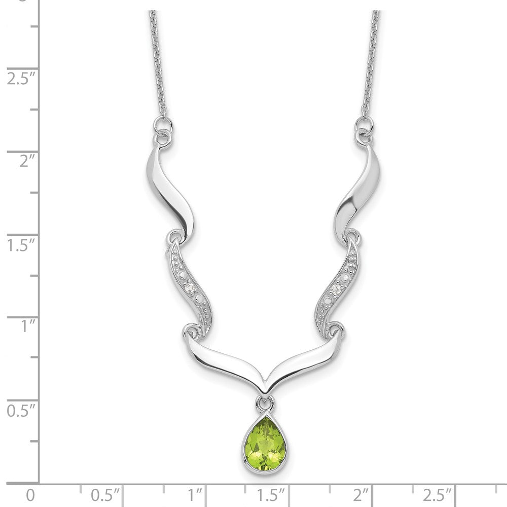 Sterling Silver RH Plated Peridot and White Topaz with 2in. Ext Necklace 18 Inches