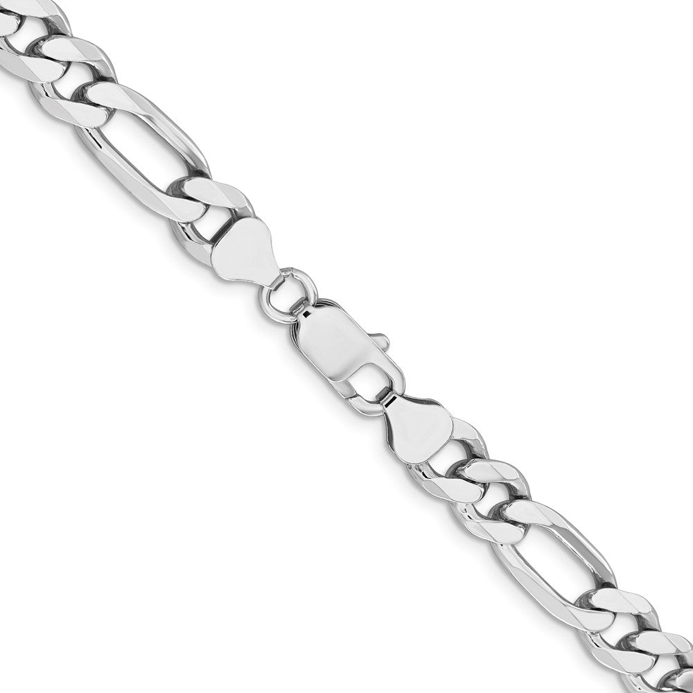 Sterling Silver Rhodium-plated 7.75mm Figaro Chain 28 Inches