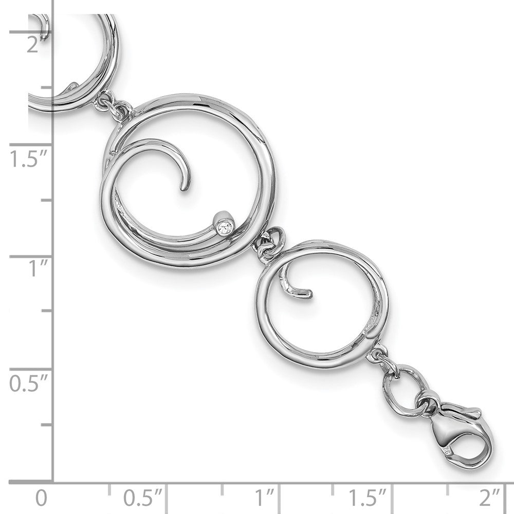 White Ice Sterling Silver Rhodium-plated 7 Inch Diamond Swirl Bracelet with 1 Inch Extender 7 inches