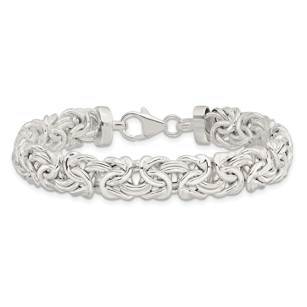 Sterling Silver Polished 9.3mm Flat Byzantine 7in Chain 7 inches