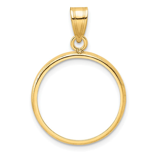 Wideband Distinguished Coin Jewelry 14k Polished 19.0mm Prong Coin Bezel Pendant
