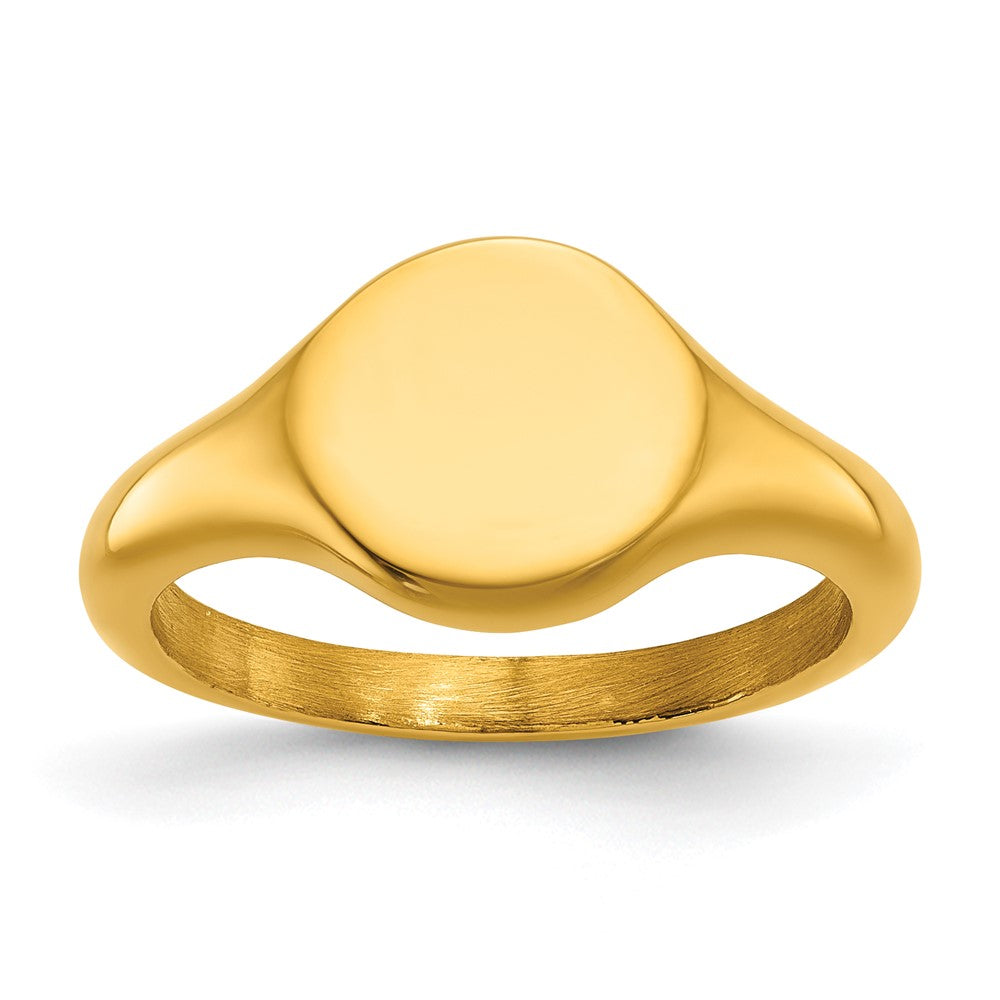 Chisel Stainless Steel Polished Yellow IP-Plated Round Disk Ring Size - 7