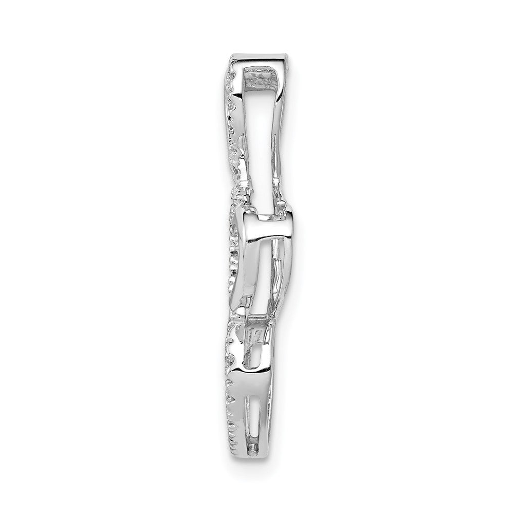 14k White Gold 1/10 carat Lab Grown Diamond VS/SI+ G+ Triple Heart Chain Slide Pendant