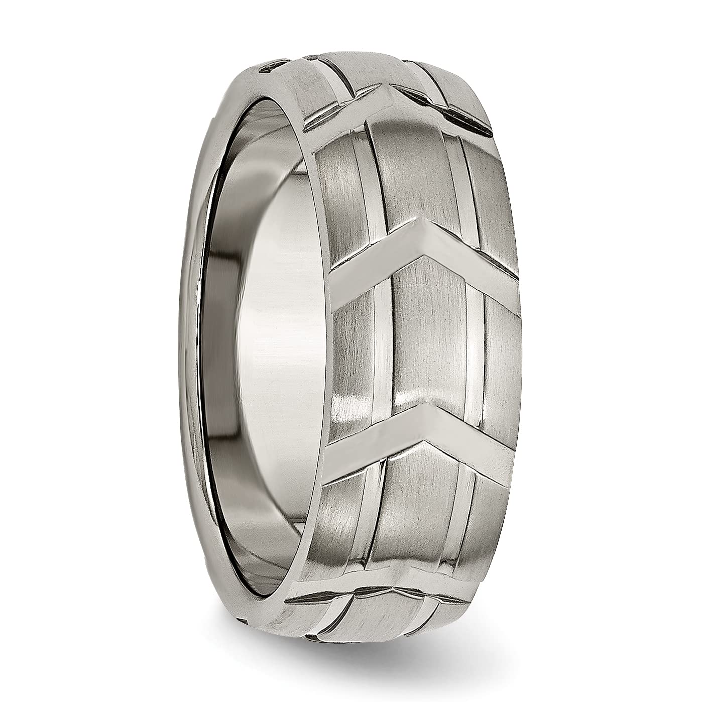 Titanium Brushed and Polished 8mm Band Size - 10