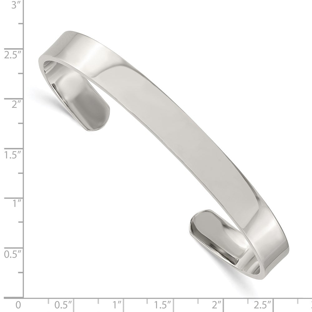 Stainless Steel Polished 9mm Cuff Bangle 8 inches