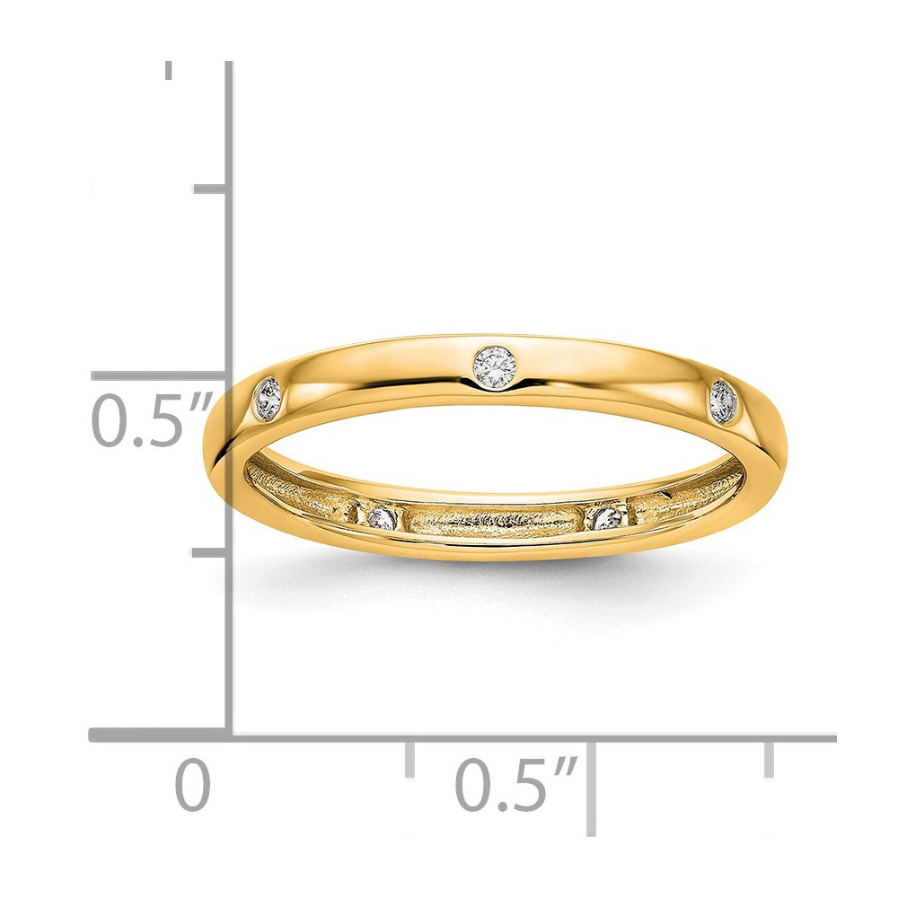 14k Polished Size 7 Bezel-set 1/10 carat Diamond Complete Eternity Band